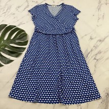 Boden Womens Lola Jersey Day Dress Size 10 Blue White Scallop Print Pockets - £27.23 GBP