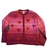 Christopher Banks Knit Cardigan Valentines Day Hearts Grandma Sweater Cl... - $736.47 MXN