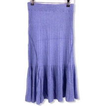 525 America Blue Ribbed Knit Flared Midi Skirt Small New - $37.65