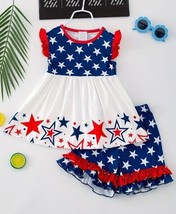 NEW Boutique 4th of July Tunic Dress &amp; Ruffle Shorts Girls Outfit - £4.71 GBP+