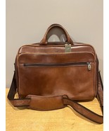 Mancini Men&#39;s Leather Signature Double Compartment Briefcase - Brown - $189.55 CAD