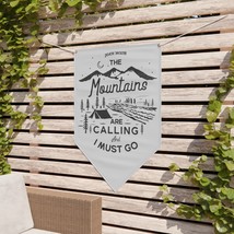 Adventure Inspired Scrim Vinyl Pennant Banner - &quot;The Mountains Are Calling&quot; - Ou - £38.08 GBP+