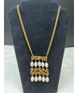 Vintage Womens Gold Drop Pendant Designed Necklace SKU 6400 - $20.33