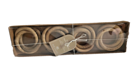 Basil &amp; Bloom Natural Mango Wood Napkin Rings Set of 4 Braided Wood - £23.25 GBP