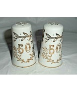 LEFTON 50TH Anniversary Salt Pepper Shaker Set JAPAN 1955 Porcelain Whit... - £17.36 GBP