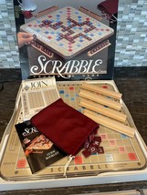 Vtg Scrabble Deluxe Edition Rotating Turntable Board Tiles Wood Holders COMPLETE - £49.41 GBP