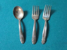 Compatible with Vintage Holmes Edwards Deep Silver Baby Forks and Compatible wit - $54.87