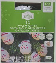 Holiday Time 12 Warm White Blow Mold Ornaments Garland Lights - $19.79