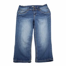 Royalty for Me Pants Womens 10 Blue Mid Rise 5 Pocket Design Capri Jeans - £23.30 GBP