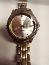 Vintage Lorus mens' watch - heavy duty two tone band and metallic face - shiny - $25.00