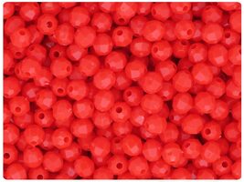 BeadTin Bright Red Opaque 6mm Faceted Round Plastic Craft Beads (600pcs) - $2.59