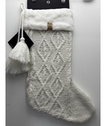 UGG Cable Knit Holiday Christmas Stocking White Cabernet Faux Fur New - $33.78 CAD