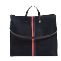 Clare V. Simple Tote Hobo Bag, Crossbody Strap, Navy Suede Stripe, NWT - £294.75 GBP