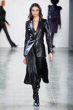 Women lambskin leather blazer jacket 5 - $188.09