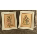 2 Vtg 1940 Litho Prints Horse Soldier Admiring Ladies Ivory Gold Shabby ... - €19,80 EUR
