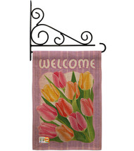 Welcome Tulips Burlap - Impressions Decorative Metal Fansy Wall Bracket Garden F - £26.83 GBP