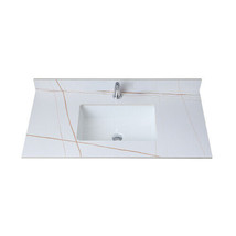 43Inch Bathroom Vanity Top Stone White Gold New Style Tops With Rectangl... - £312.16 GBP