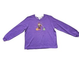 White Stag Vintage Y2K Purple Halloween Sweatshirt Women Size XL Spooky Witch - £13.51 GBP