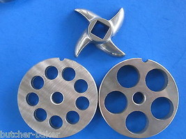 3-pc #22 Meat Grinder plate disc knife 1/2&quot; &amp; 3/4&quot; SET for Univex MG-22 - £35.33 GBP