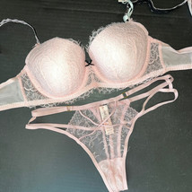 Victoria&#39;s Secret 36C,36D,36DD,36DDD Bra Set+M Thong Strappy Pink Lace - £62.27 GBP