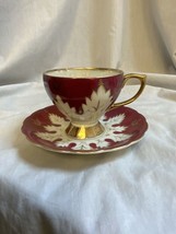 VTG Royal Sealy Cup &amp; Saucer Japan Lusterware Red Gold Trim Footed Porcelain - £14.90 GBP
