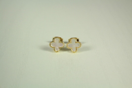 Mini Mother of Pearl Gold Plated Motif Earrings - $35.00