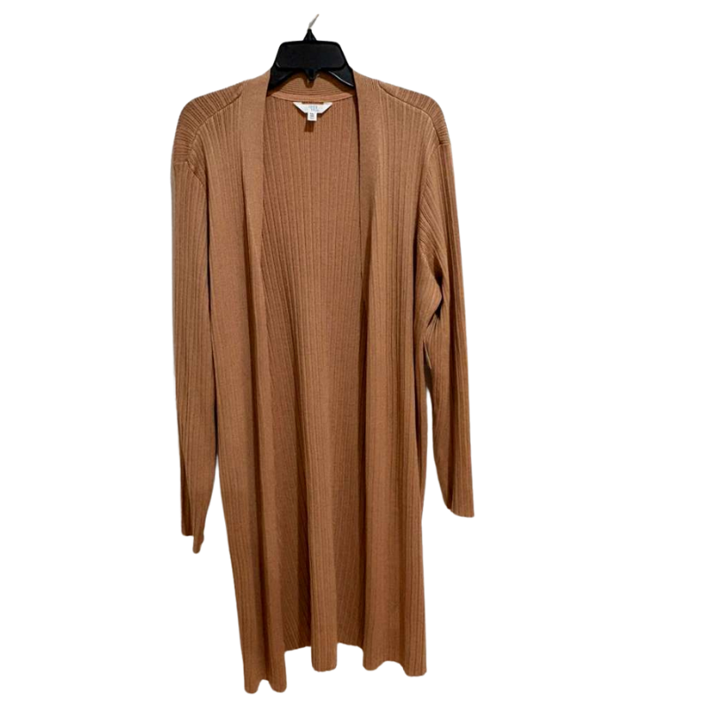 Time and Tru Brown Ribbed Duster Cardigan Women’s XXL Long Open Front Item image 2