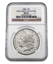 1886 Silber Morgan Dollar Ausgewählten Von NGC As MS-63 Mcclaren Collection - £99.52 GBP