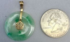 14k Gold Chinese Carved Jadeite Jade Pendant for Necklace or Bracelet - £271.58 GBP