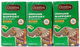 (3 Boxes) Celestial Seasonings Immune Support 20 Count Green Tea Bags 1.4 Oz - £19.10 GBP