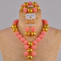 fuchsia pink costume necklace african jewelry set simulated  nigerian wedding be - £27.52 GBP