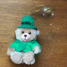 Vintage Plush Mini Tan Teddy Bear with St. Patty’s Day Hat &amp; Shirt Backpack Deco - £5.51 GBP