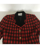Red tartan plaid VTG short blazer jacket shoulder pads wool blend button... - €18,87 EUR