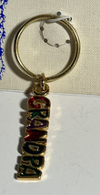Key Chain GRANDPA Gold Tone Multicolored Ring is 1.5 Inches Made in China - $4.00
