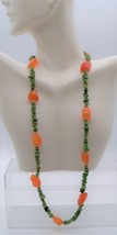 Handmade Carnelian &amp; Green Chip Necklace - £3.98 GBP