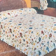 Retro 70s Queen Spring Time Priscillas Floral Ruffle Trim Comforter Curt... - £127.01 GBP