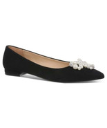 On 34th Women&#39;s Millee Embellished Bow Pointed-Toe Flats - Black Micro S... - $47.86 CAD