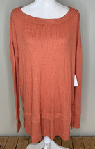 We The Free NWT $68 Women’s Oversized Pullover Waffle Knit Top Size XS Coral D5 - £20.75 GBP