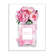 Stupell Industries Glam Perfume Bottle V2 Flower Silver Pink Peony Wall Plaque A - £30.27 GBP