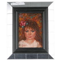 &quot;A Flower in Her Hair&quot; By Anthony Sidoni 1998 Signed Oil Painting 11&quot;x9&quot; - $1,632.91