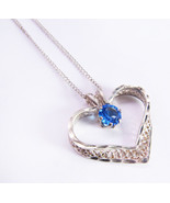 Vintage 925 Italy Sterling Silver Avon 925 Chain Filigree Heart Stone Pe... - £23.21 GBP