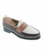 Made To Order Men Tri Color Moccasin Loafer Slip Ons Vintage Leather Shoes - $205.14 CAD+