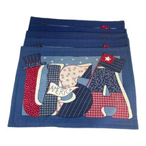 Vintage USA Quilted Fabric Placemats Set Of 6 18.25”x13 Fourth Of July Patriotic - £26.28 GBP