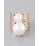 New Hammered Twin Pearl Ring - $15.00