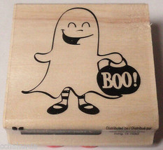 GHOST Rubber Stamp NEW Halloween Holiday Craftsmart Wood Mount Boo! Trick Treat - £1.49 GBP