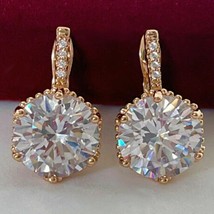 4CT Simulé Diamant Solitaire Goutte Boucle D&#39;Oreilles Argent Plaqué or Jaune - £180.96 GBP