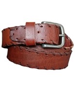Eddie Bauer Brown Leather Belt with Stitched Details - Size Medium 31 to... - $9.85