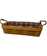 Longaberger 2001 Long Bread Basket w/ Plaid Liner &amp; Plastic Protector - $39.52 CAD
