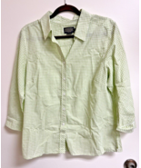 Pendleton Bright Green White Gingham Shirt Blouce Women's Cotton Shirt SZ L - $18.32