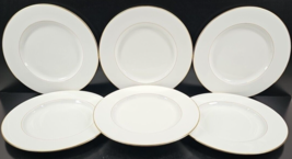6 Royal Doulton Trent Dinner Plates Set Vintage Elegant White Gold Trim Dish Lot - £91.13 GBP
